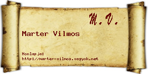 Marter Vilmos névjegykártya